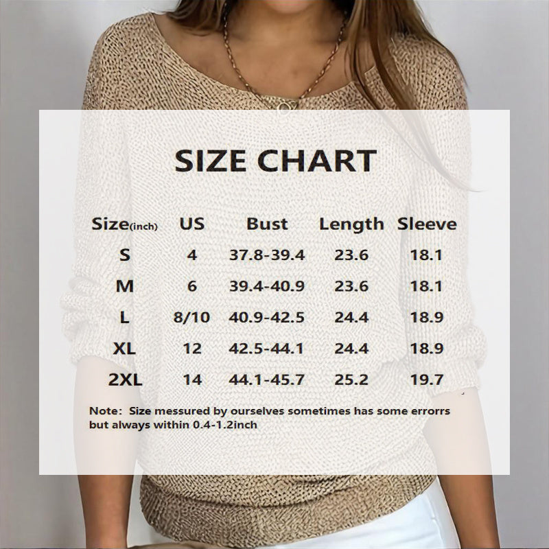 Women's Elegant Solid Color Round Neck Long Sleeve Knit Sweater - Basic Casual Top For Spring&Fall